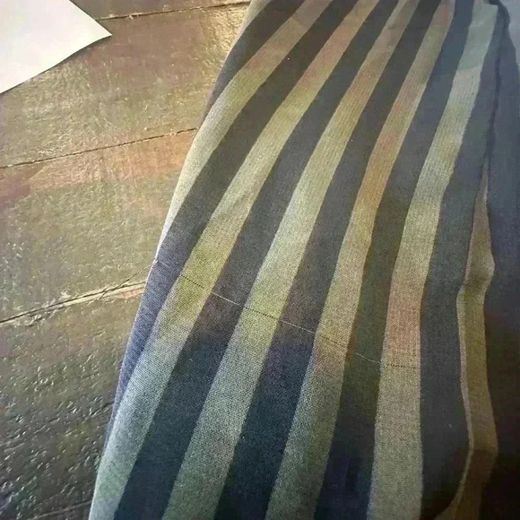 Olive and Black Women’s M Striped Sheer Blouse Bow Classic Boho modern stylish - Picture 9 of 9